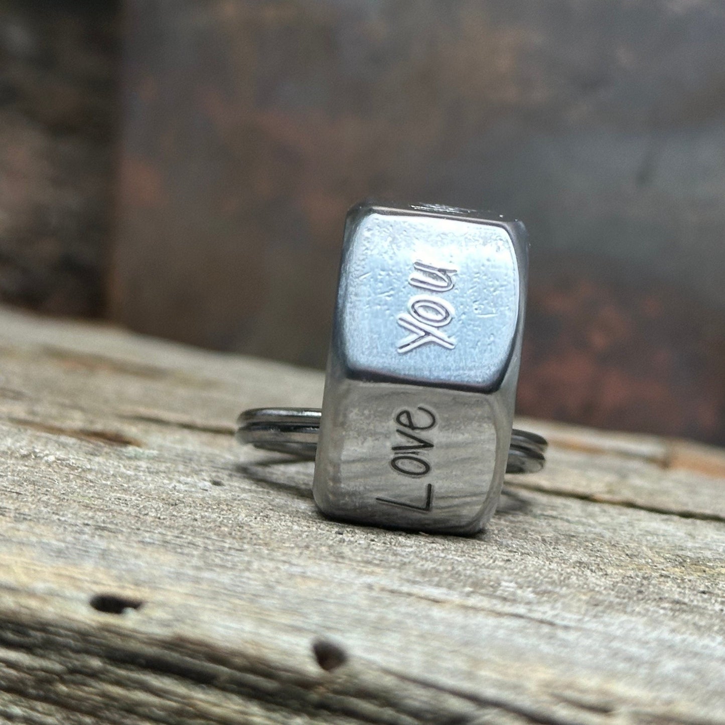 11th Anniversary Hex Nut Keychain – Custom Engraved Steel - Garden’s Gate Jewelry