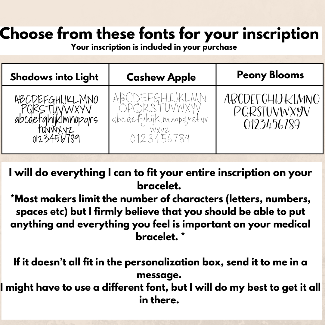 Brass Medical Alert Bracelet, 1/2” Wide - Garden’s Gate Jewelry