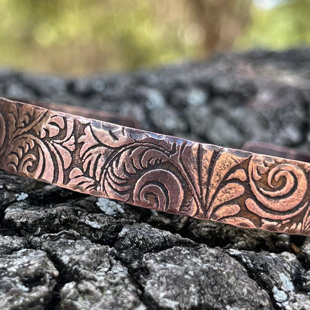 Newest Floral Industrial Copper Cuff Bracelet Wide Rustic Handmade Gladiator Boho Small