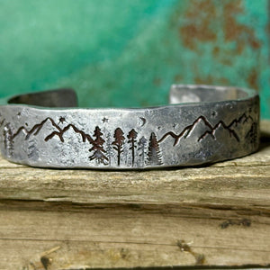 Men’s 10th Anniversary Mountain Cuff - Garden’s Gate Jewelry