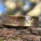 Mountains and Trees Bronze Cuff Bracelet, Personalized Bracelet - Garden’s Gate Jewelry