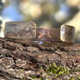 Mountains and Trees Bronze Cuff Bracelet, Personalized Bracelet - Garden’s Gate Jewelry