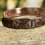 Mountains and Trees Copper Cuff Bracelet, Personalized Bracelet - Garden’s Gate Jewelry