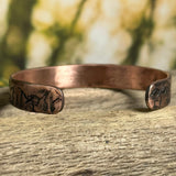 Mountains and Trees Copper Cuff Bracelet, Personalized Bracelet - Garden’s Gate Jewelry