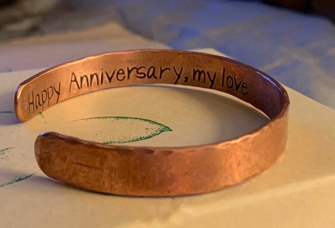 ENAMEL COPPER BANGLE, 7th Anniversary,Gift for Women, Valentines day gift, Bangle, Copper Wave Bangle, Blue, Enamel, Brass authentic Brushed / EN1069