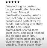 Wide Bronze Medic Alert Cuff - Garden’s Gate Jewelry